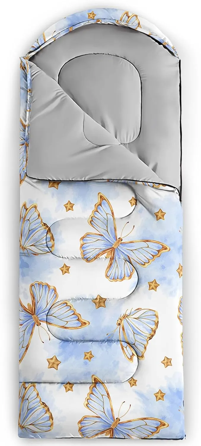 Axolotl Dinosaur Camping Sleeping Bag for Kids,3 Season Warm & Cool Spring Summer Fall Weather Waterproof Colorful Dino Camping Sack for Boys Girls Portable Lightweight,Travelling Adventure Hiking