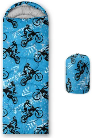 Axolotl Motocross Sleeping Bag for Kids Boys,3 Season Warm Cool Weather–Summer Spring Fall Lightweight Waterproof Sleeping Bag,Camping Gear Equipment,3-4 Season Cold Weather Sleeping Bag,Blue