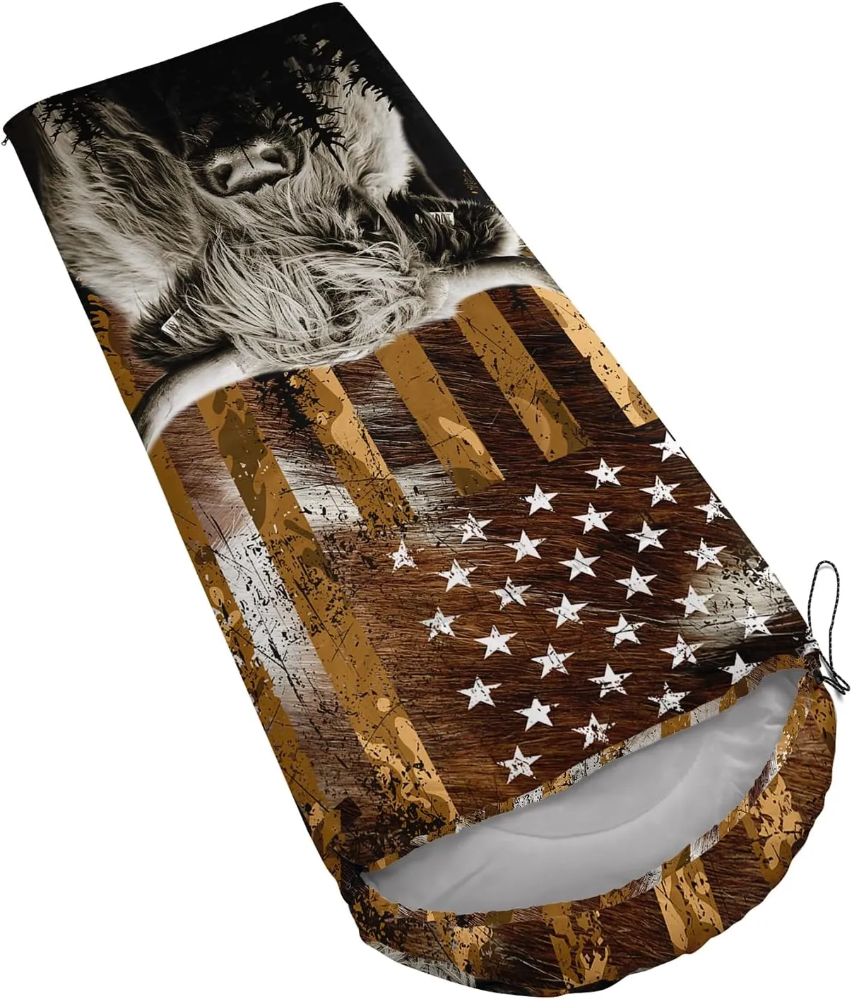 Axolotl Western Yak Sleeping Bag,3 Season Warm And Cool Weather Star Flag Sleeping Bags For Kids Girls Teens,Vertical Line Waterproof Lightweight Sleeping Bags For Traveling,Outdoors Camping Equipment