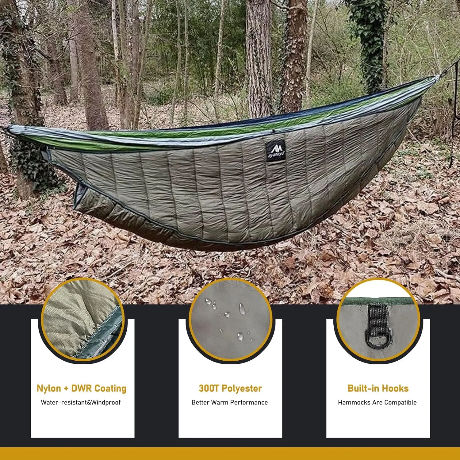 AYAMAYA Single & Double Hammock Underquilt Full Length Big Size Under Quilts for Hammocks, Camping Backpacking Essential, Winter Cold Weather Warm UQ Blanket Bottom Insulation