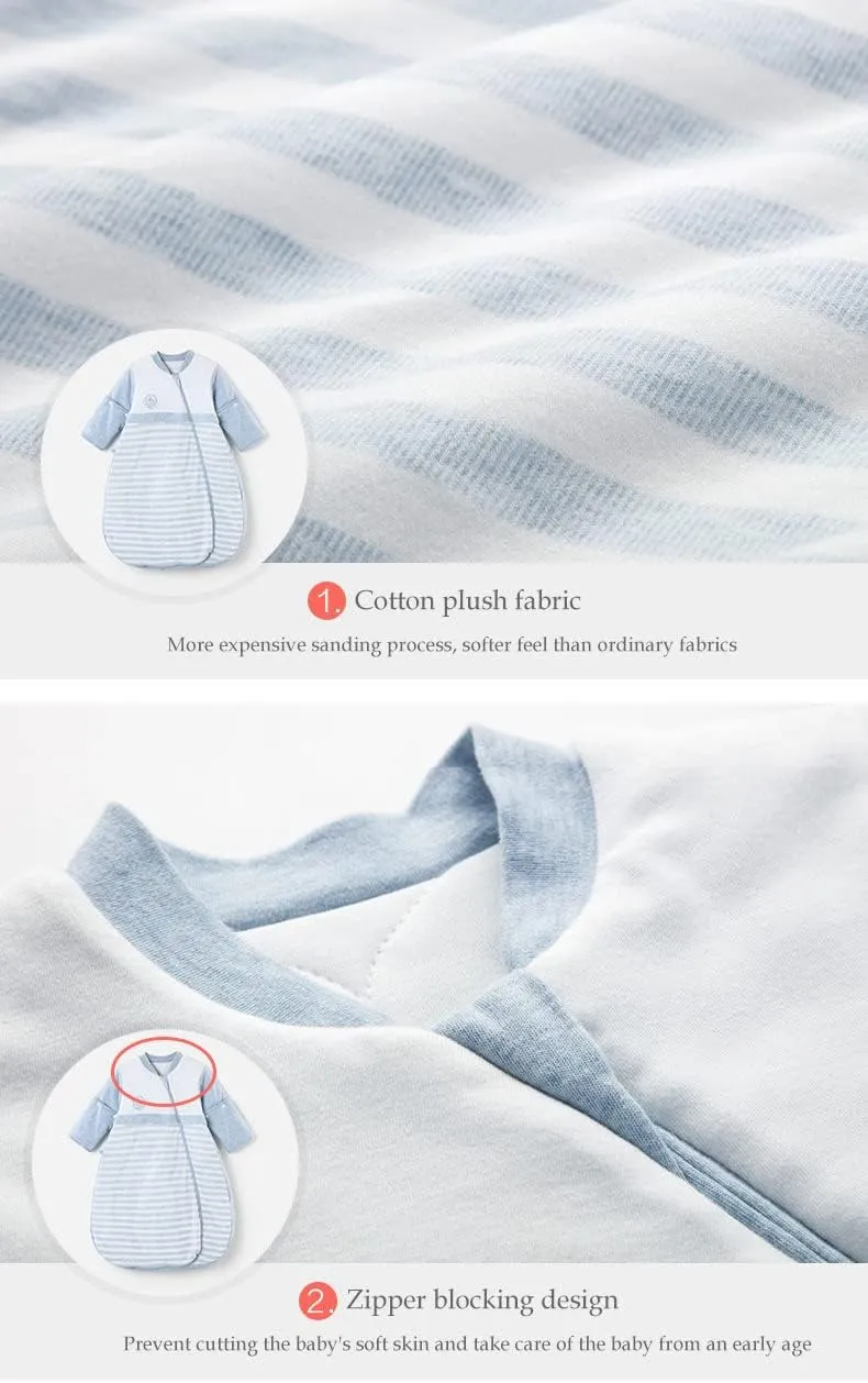 Baby Organic Sleeping Bag Detachable Sleeve Wearable Blanket,Grey,350g Filling for 32-59℉