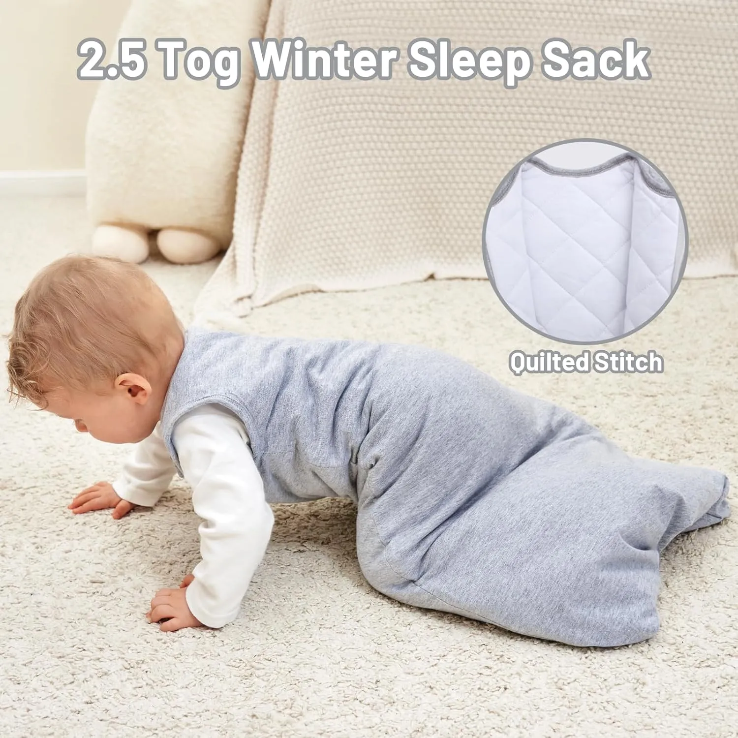 Baby Sleep Sack 18-24 Months Winter Quilted 2.5 Tog 100% Cotton 2-Way Zipper Unisex Toddler Warm Infant Wearable Blanket (X-Large)
