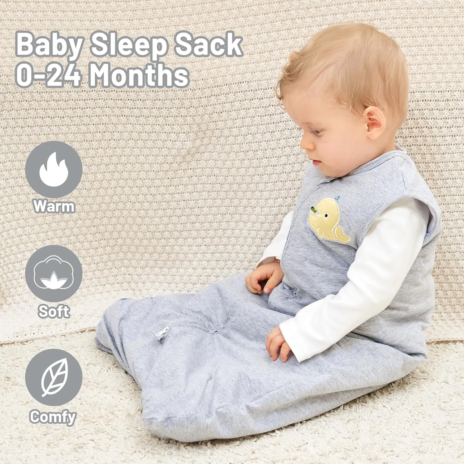Baby Sleep Sack 18-24 Months Winter Quilted 2.5 Tog 100% Cotton 2-Way Zipper Unisex Toddler Warm Infant Wearable Blanket (X-Large)