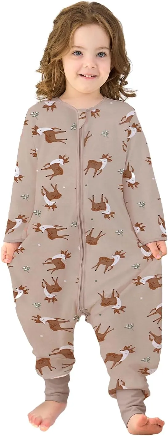 Baby Sleeping Bag with Feet, Summer Toddler Sleeping Sack with Legs Long Sleeves,Baby Wearable Blanket Sleep Sack 0.5 TOG
