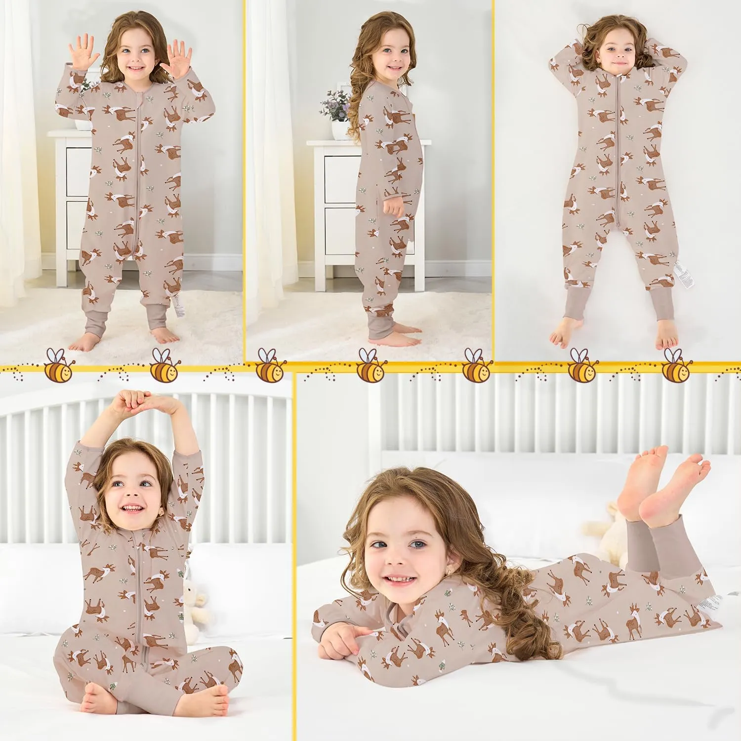 Baby Sleeping Bag with Feet, Summer Toddler Sleeping Sack with Legs Long Sleeves,Baby Wearable Blanket Sleep Sack 0.5 TOG