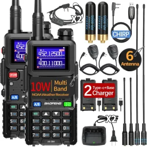 BAOFENG Radio Ham Radio 10W Long Range AR-5RM Handheld NOAA Weather Receiver 999CH Rechargeable Walkie Talkies with Programming Cable,USB-C Charging for Camping Survival Gear,2 Pack