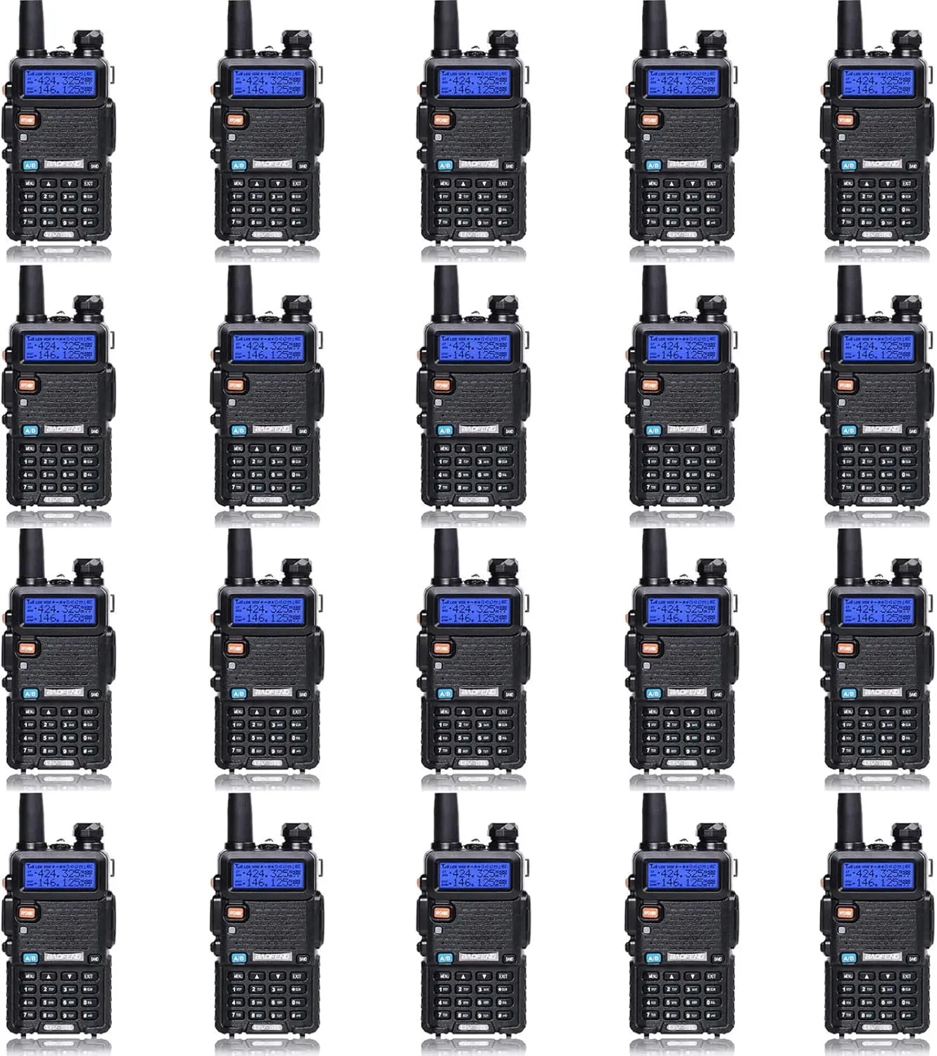Baofeng UV-5R Dual Band Two Way Radio Handheld Ham Radio Long Range Walkie Talkies Pack of 20 for Hiking Camping Hunting Skiing Trip(Black)