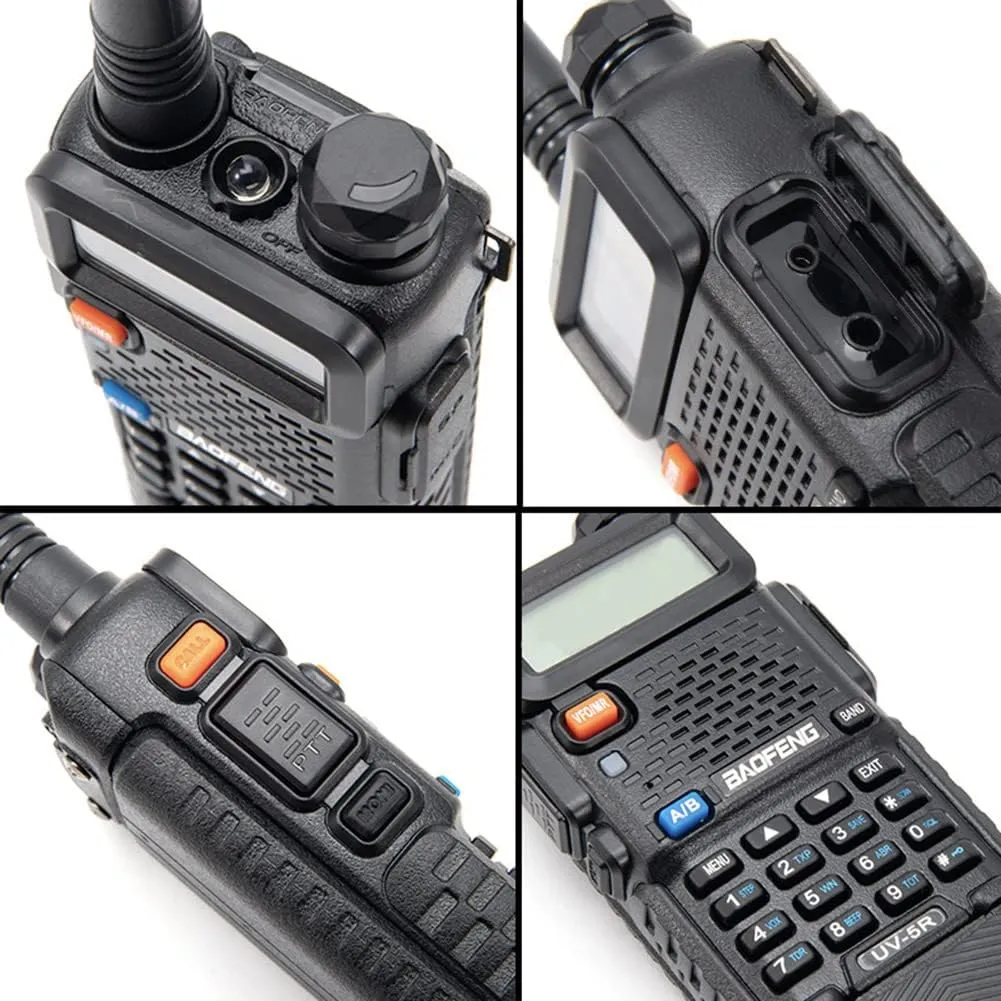 Baofeng UV-5R Dual Band Two Way Radio Handheld Ham Radio Long Range Walkie Talkies Pack of 6 for Hiking Camping Hunting Skiing Trip(Black) with 8W 3800mAh Battery