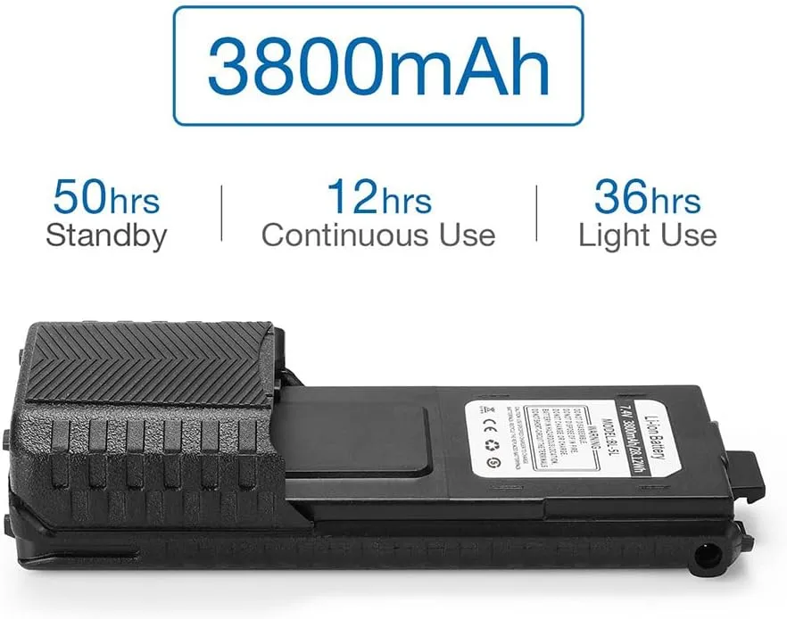 Baofeng UV-5R Dual Band Two Way Radio Handheld Ham Radio Long Range Walkie Talkies Pack of 6 for Hiking Camping Hunting Skiing Trip(Black) with 8W 3800mAh Battery