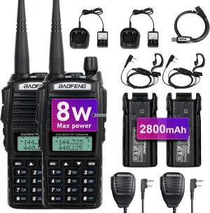 BaoFeng UV-82 High Power BaoFeng Radio Ham Radio Handheld 2 Way Radio Walkie Talkies with Earpiece,Handheld Speaker Mic and Programming Cable (2 Pack-Black)