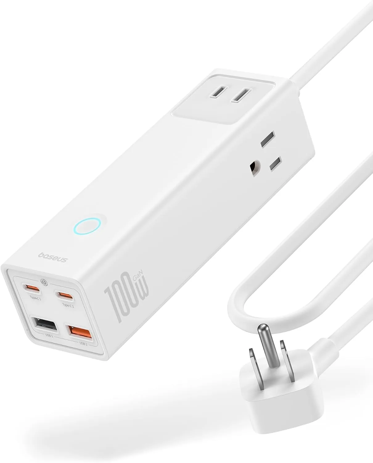 Baseus Charging Station 100W - 7 Ports Power Strip USB C Charger with Surge Protection(1200J), Fast Charging Laptop Charger Desktop Accessory for MacBook Pro, iPhone, Dorm, Home, Office