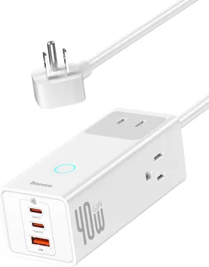 Baseus Power Strip Surge Protector 1200J - PD40W USB C Charger Extension Cord with 3 AC Outlets & 3 USB Port Fast Charging Charging Station for Office Dorm Room Home