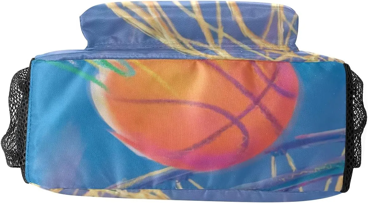 Basketball Sport Blue Personalized Student Backpack Waterproof Schoolbag Casual Travel Daypack with Name