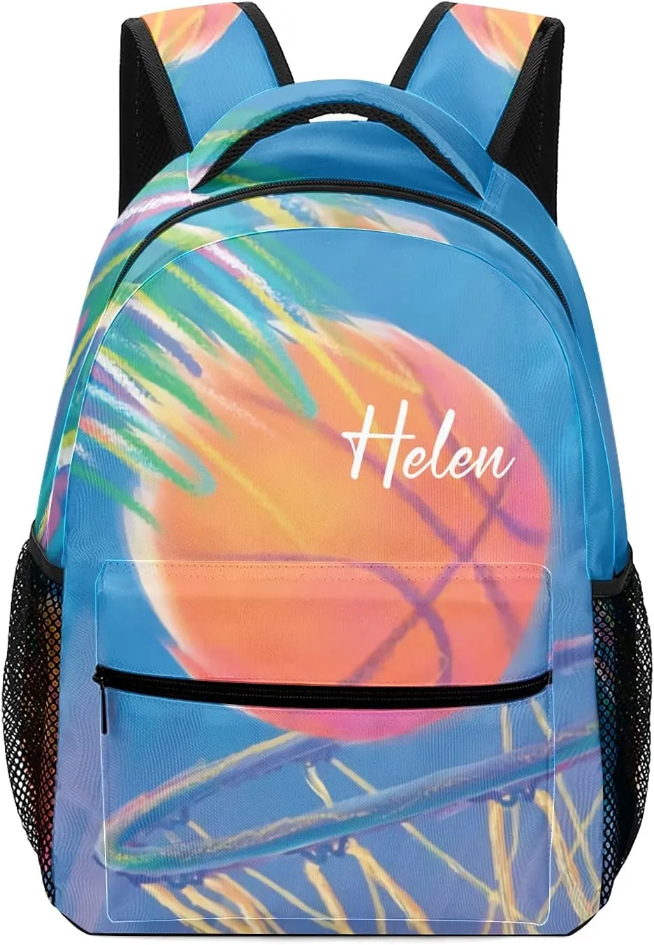 Basketball Sport Blue Personalized Student Backpack Waterproof Schoolbag Casual Travel Daypack with Name