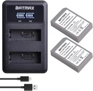 Batmax 2000mAh 2Pcs BLS-5 BLS-50 PS-BLS5 Battery   LED Dual USB Charger for Olympus BLS-5 E-PL2,E-PL5,E-PL6,E-PL7,E-PL8, E-PL9, E-PL10,E-PM2,OM-D E-M10,E-M10 Mark II,III,E-M10 IV,Stylus1 Cameras
