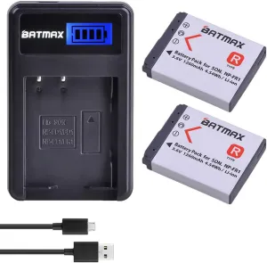 Batmax 2Pcs 1260mAh NP-FR1 NP FR1 Camera Battery   LCD USB Charger for Sony NP-FR1; Sony Cyber-Shot DSC-F88,DSC-G1,DSC-P100,DSC-P100/LJ,DSC-P100/R,DSC-P120,DSCP150,DSC-P200,DSC-T30,DSC-T50,DSC-V3 Came