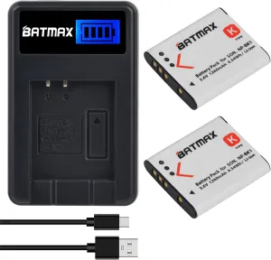 Batmax 2X NP-BK1 NP-FK1 Battery   Quick LCD Charger for Sony NP-BK1,Cybershot DSC-W180, DSC-W190, DSC-W370, DSC-S750, DSC-S780, DSC-S950, DSC-S980, Webbie MHS-CM1 HD, MHS-PM1