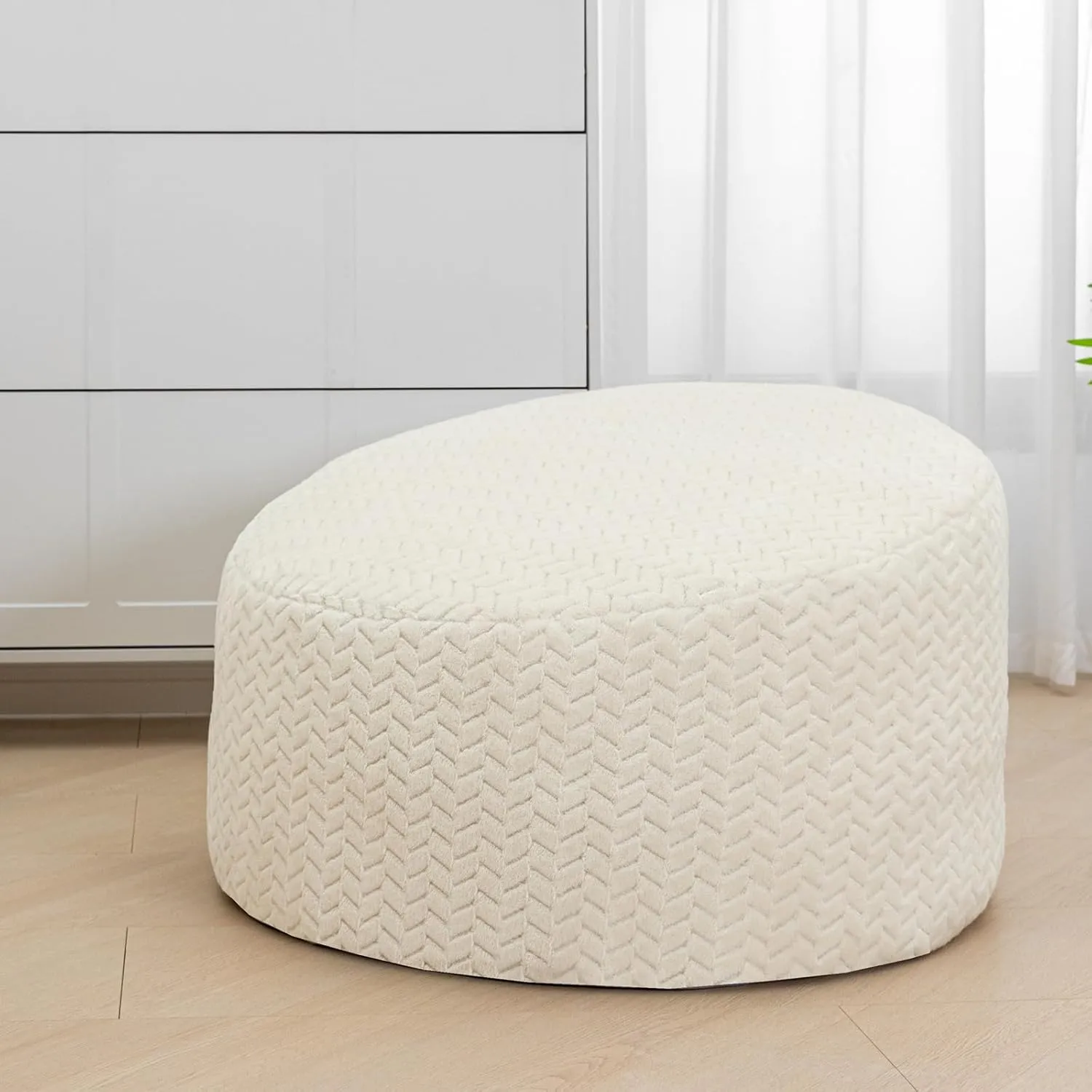 Bean Bag Chairs Cover No Filler Soft Washable Plush Fiber Adult Beanbag Chair Fuzzy Fur Cover Without Filling Cream Bean Bag Cover