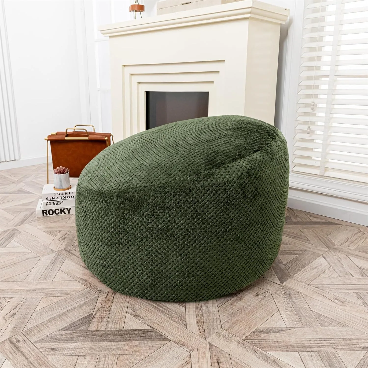 Bean Bag Chairs Cover No Filler Soft Washable Plush Fiber Adult Beanbag Chair Fuzzy Fur Cover Without Filling Dark Green Bean Bag Cover