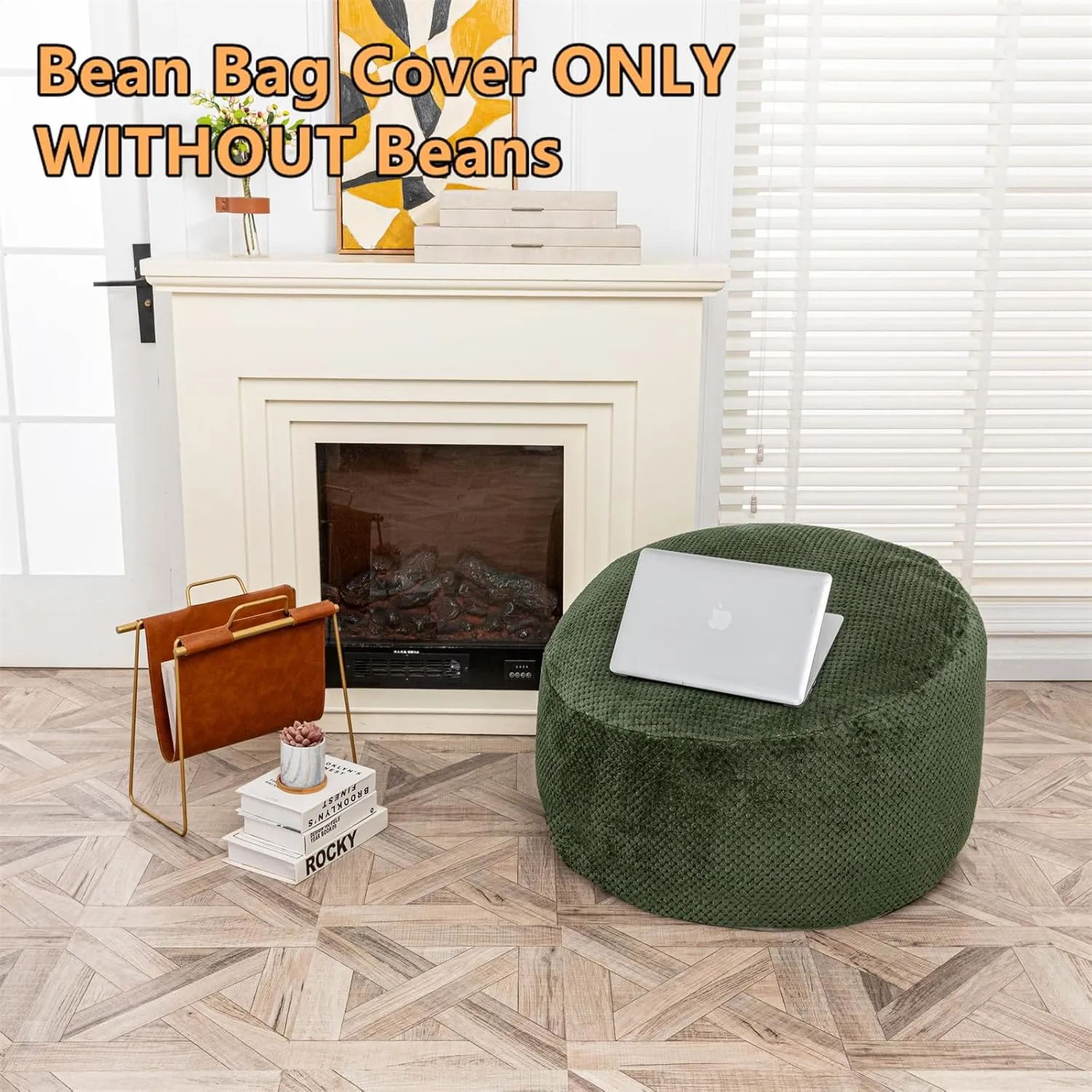 Bean Bag Chairs Cover No Filler Soft Washable Plush Fiber Adult Beanbag Chair Fuzzy Fur Cover Without Filling Dark Green Bean Bag Cover