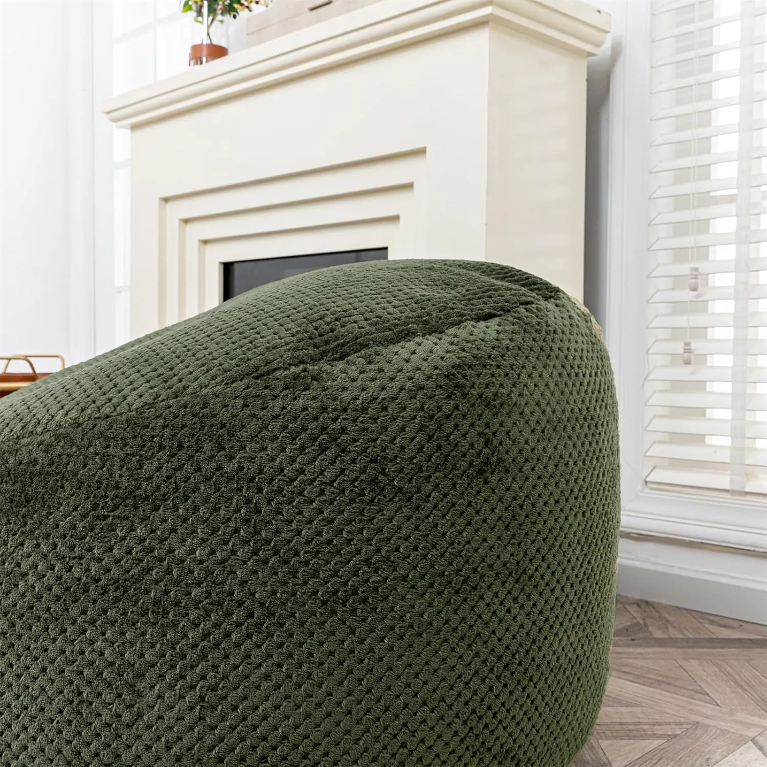 Bean Bag Chairs Cover No Filler Soft Washable Plush Fiber Adult Beanbag Chair Fuzzy Fur Cover Without Filling Dark Green Bean Bag Cover
