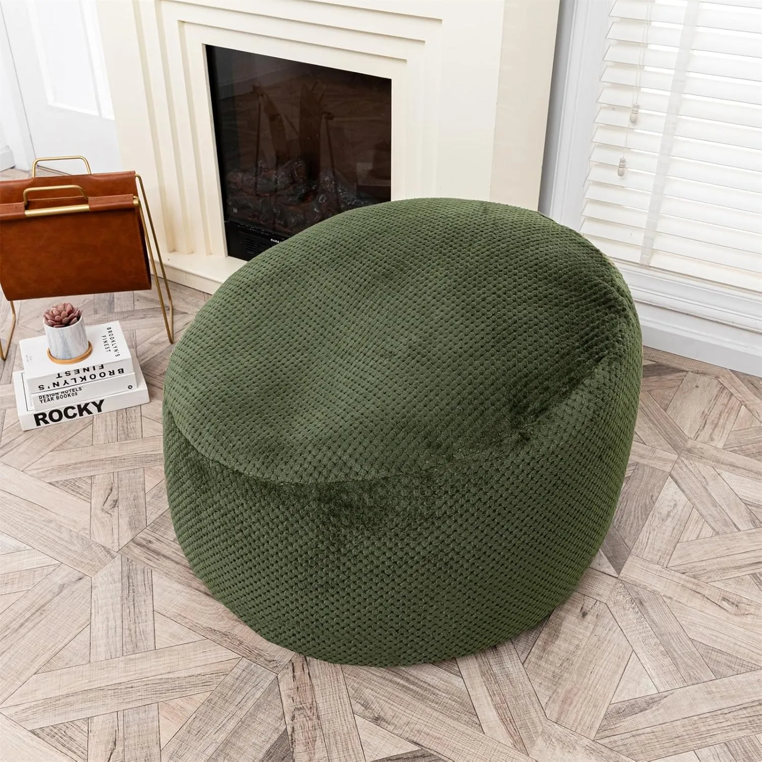 Bean Bag Chairs Cover No Filler Soft Washable Plush Fiber Adult Beanbag Chair Fuzzy Fur Cover Without Filling Dark Green Bean Bag Cover