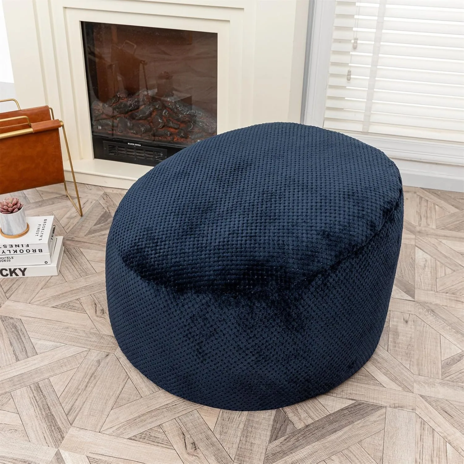 Bean Bag Chairs Cover No Filler Soft Washable Plush Fiber Adult Beanbag Chair Fuzzy Fur Cover Without Filling Navy Blue Bean Bag Cover