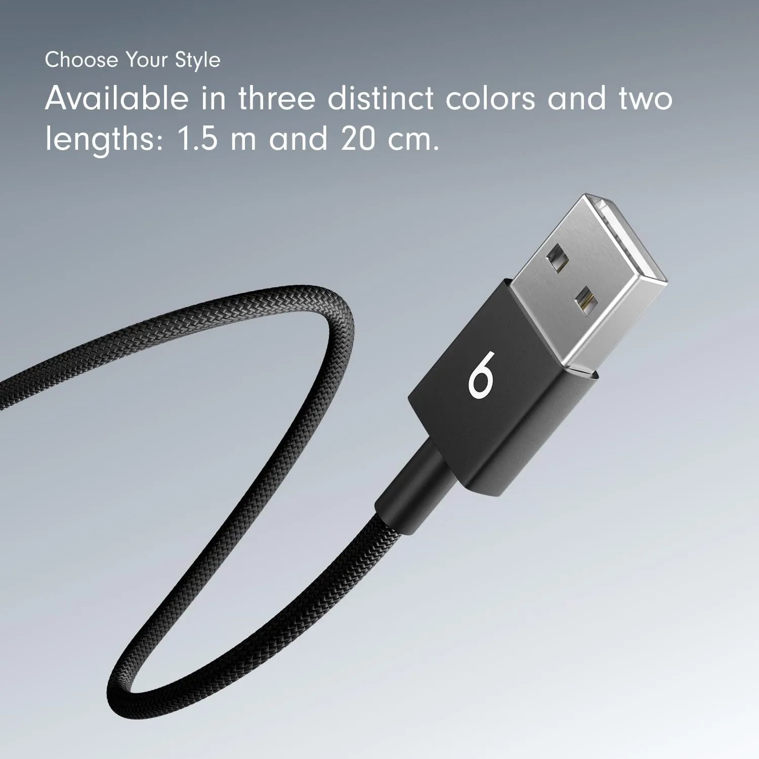 Beats USB-A to USB-C Woven Cable Fast Charging Durable and Tangle-Free Design Compatible Charger for Apple & Android USB-C Devices (1.5 m, 5 ft) - Bolt Black