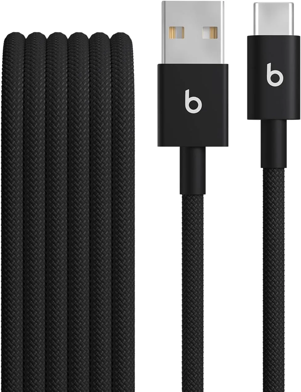 Beats USB-A to USB-C Woven Cable Fast Charging Durable and Tangle-Free Design Compatible Charger for Apple & Android USB-C Devices (1.5 m, 5 ft) - Bolt Black