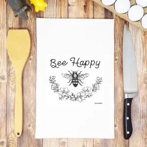 Bee Happy Spring Flour Sack Cotton Tea Towel