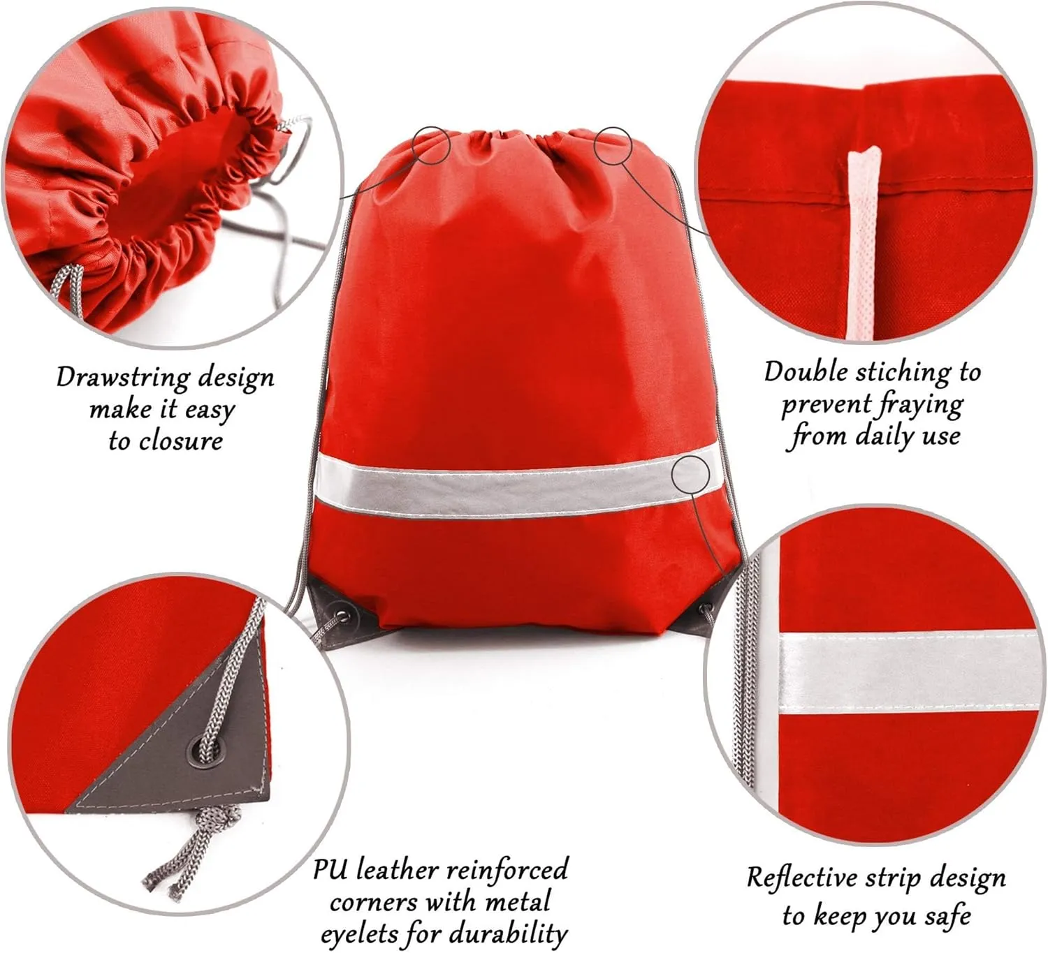BeeGreen Drawstring Backpack Bags 20,30,50 Packs Reflective String Bags for Gym Sport Trip Cinch Sack DIY for Women Men