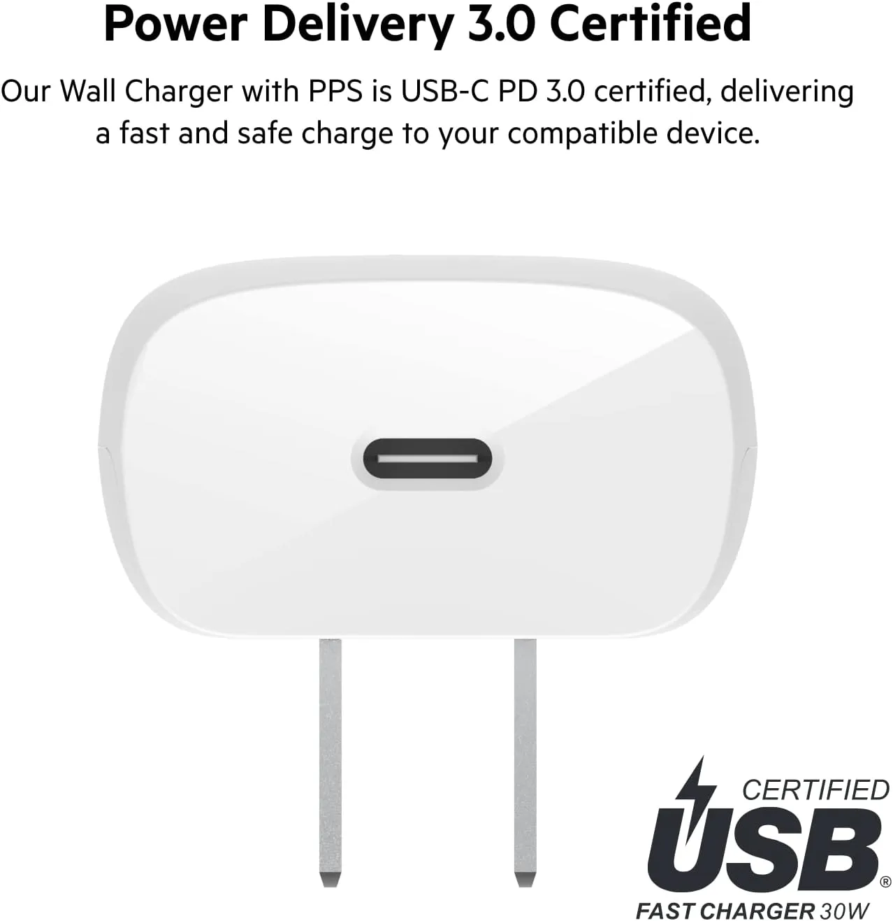 Belkin 30W Wall Charger, USB-C Charger Block, Fast Charging Block for iPhone 16, 16 Plus, 16 Pro, 16 Pro Max, 15, 15 Pro, 15 Pro Max, Galaxy S25, iPad, AirPods, Nintendo Switch 2 & More - 1-Pack