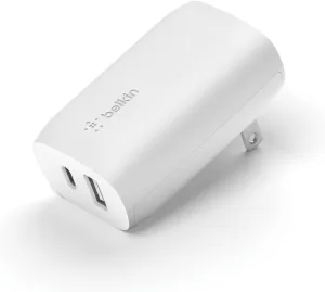 Belkin 37W USB-C Wall Charger - Power Delivery 25W USB-C Port   12W USB-A Port for PPS Charging Apple iPhone 16, 16 Plus, 16 Pro, 16 Pro Max, 15 Pro, Samsung Galaxy S25,Nintendo Switch 2 & More