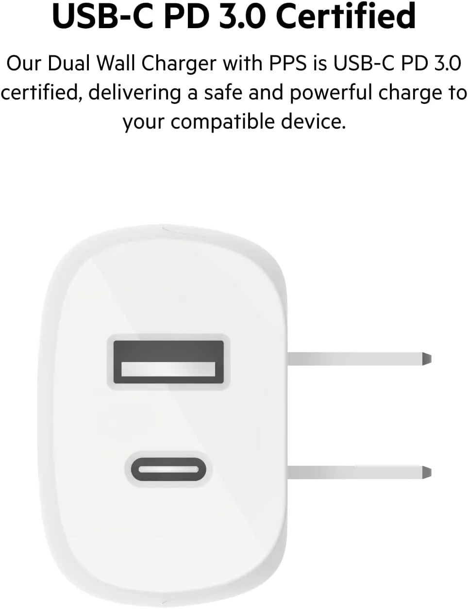 Belkin 37W USB-C Wall Charger - Power Delivery 25W USB-C Port   12W USB-A Port for PPS Charging Apple iPhone 16, 16 Plus, 16 Pro, 16 Pro Max, 15 Pro, Samsung Galaxy S25,Nintendo Switch 2 & More
