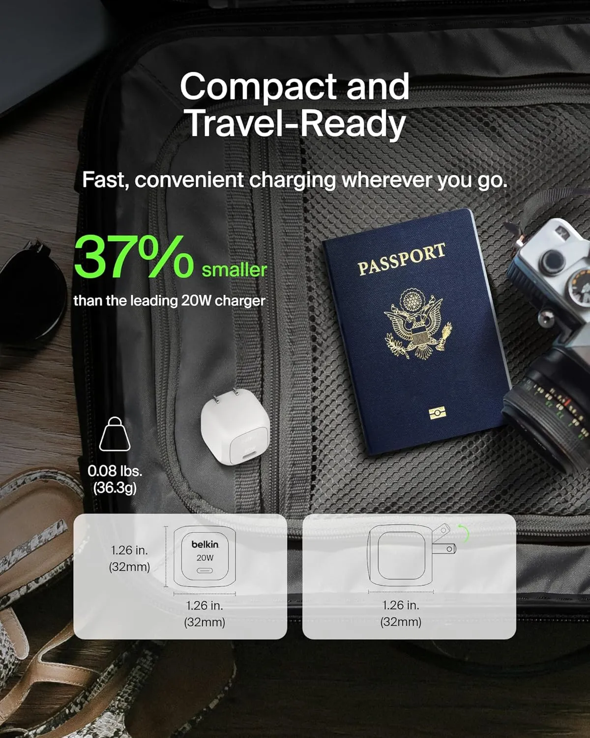 Belkin Compact Wall Charger 20W, USB-C Power Delivery Fast Charging for Apple iPhone 16, 15, 14, 13, Plus, Pro, Pro Max, Samsung Galaxy S25, S24, Google Pixel 9, iPad, AirPods, & More - White (2-Pack)