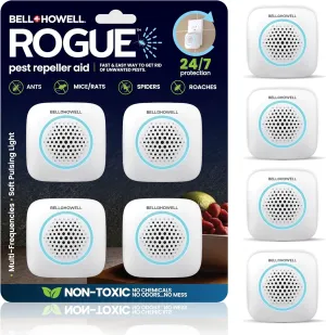 Bell Howell Ultrasonic Pest Repeller Indoor 4 Pk, Mice Repellent Indoor Home Kit, DIY Pest Control at Home, Plug in Spider Repellent, Rodent Repellent, Bug, Insect & More, Family and Pet Safe