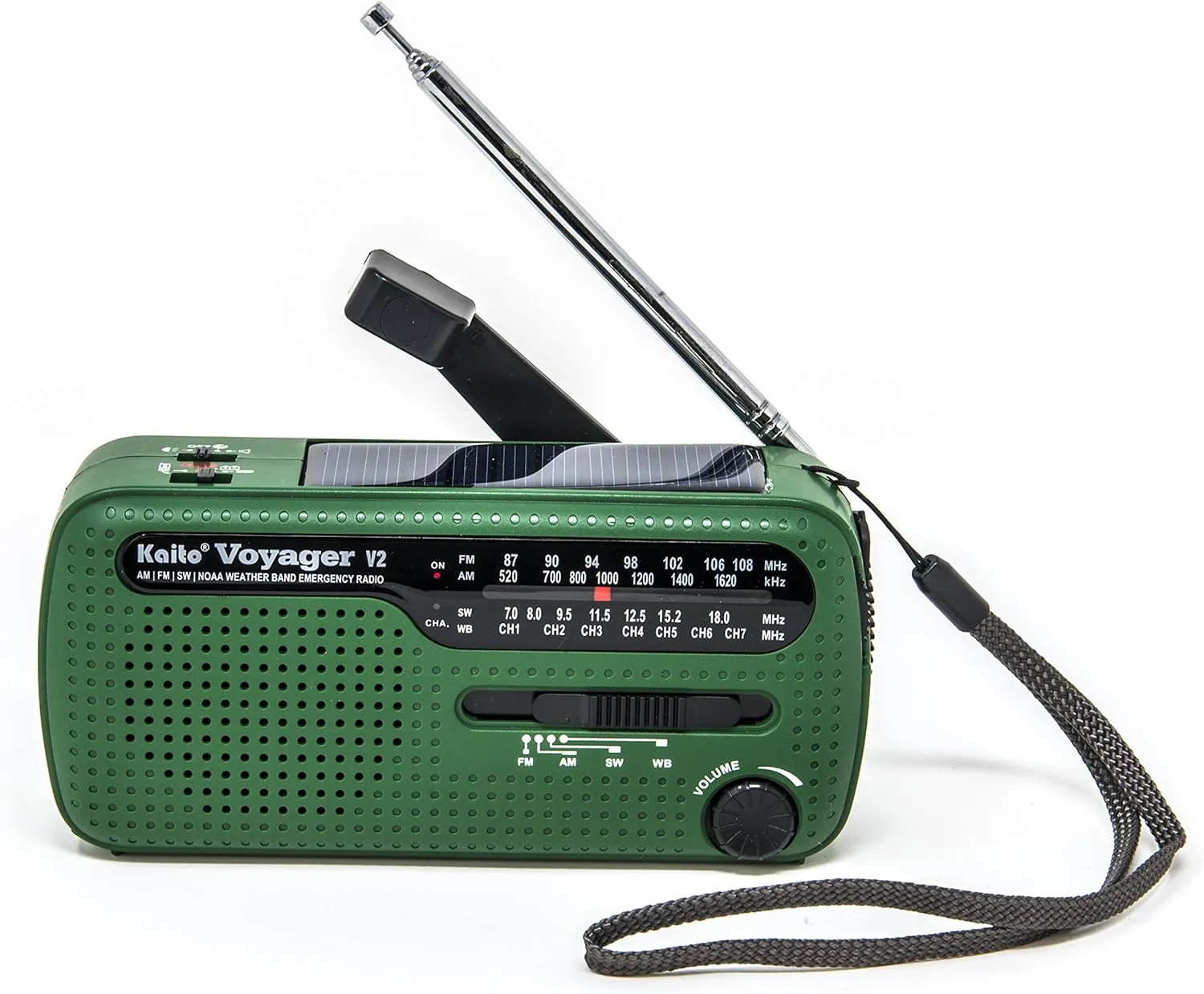 Best NOAA Portable Solar/Hand Crank AM/FM, Shortwave & NOAA Weather Emergency Radio with USB Cell Phone Charger & LED Flashlight (Green)