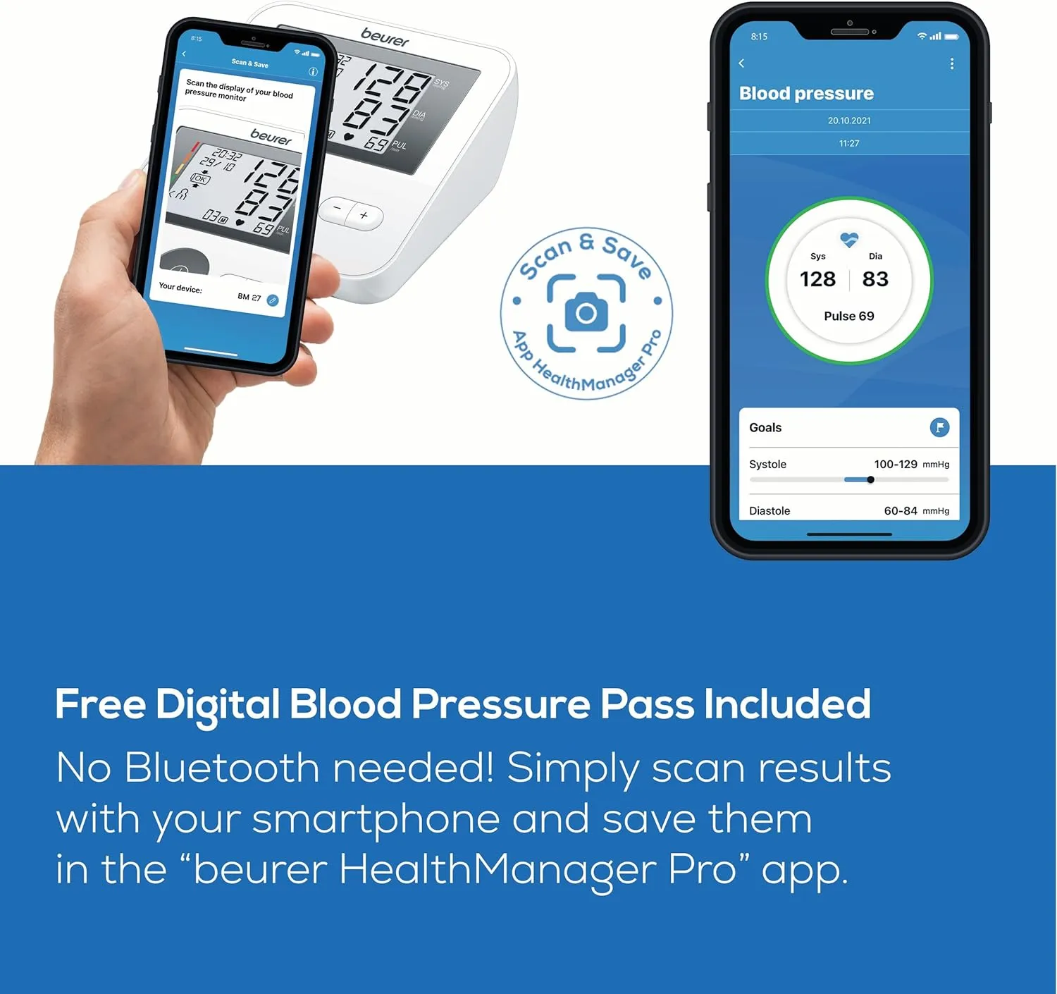Beurer BM27 Upper Arm Blood Pressure Monitor for Home Use with Automatic Adjustable Cuff, 120 Memory Sets, Irregular Heart Rate Detection, Risk Indicator, and Storage Bag