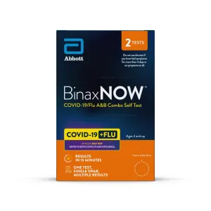 BinaxNOW COVID-19/Flu A&B Combo Self Test, 1 Pack, 2 Tests Total,Detects Flu and multiple variants of COVID-19 with one test, Reliable COVID/Flu Home Test With 15 Minute Results (2-count pack).