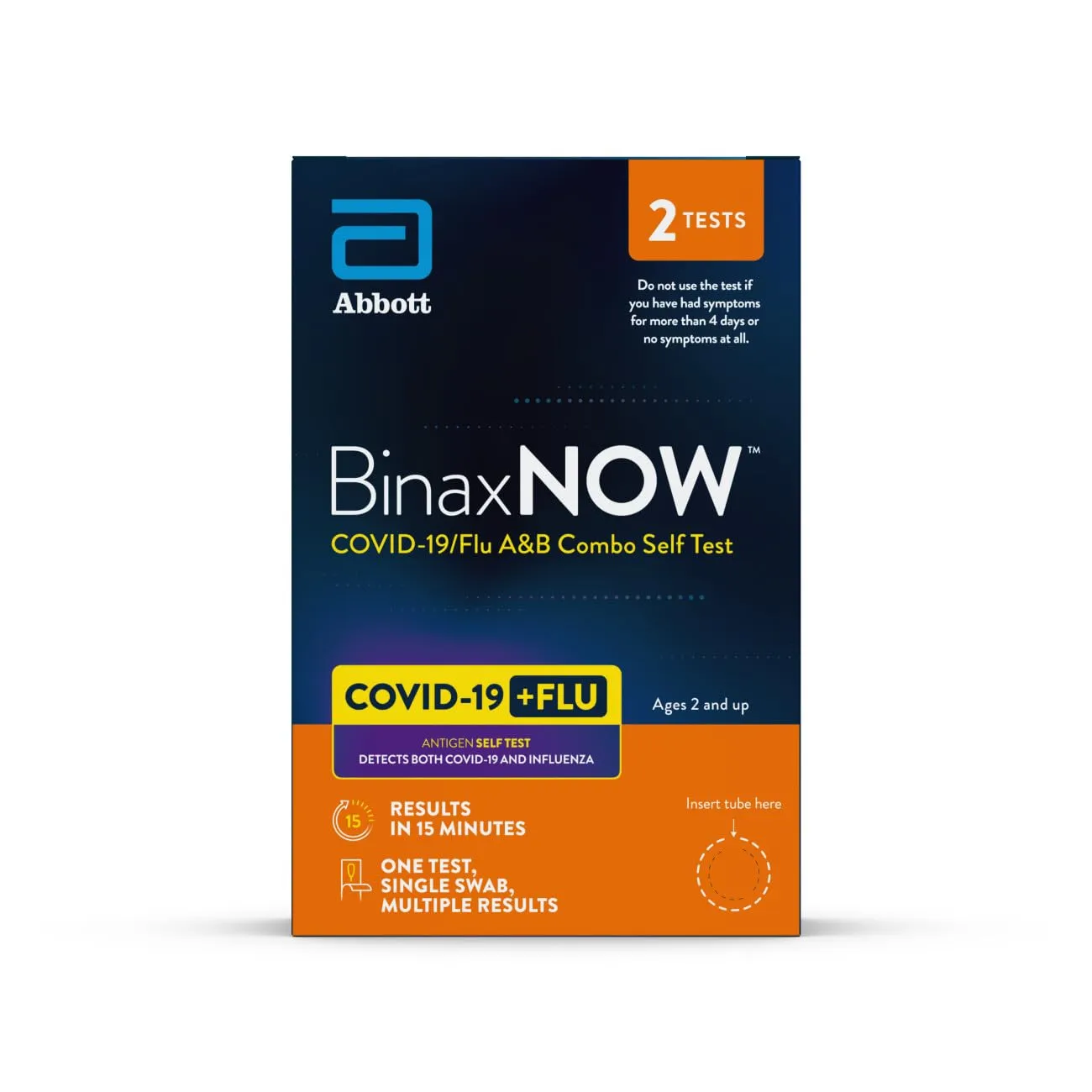 BinaxNOW COVID-19/Flu A&B Combo Self Test, 1 Pack, 2 Tests Total,Detects Flu and multiple variants of COVID-19 with one test, Reliable COVID/Flu Home Test With 15 Minute Results (2-count pack).