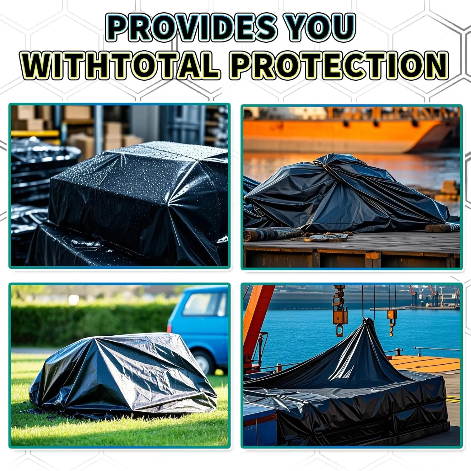 Black Tarp 6x12 Feet, 10 Mil Thick Waterproof Poly Tarps Cover UV Resistant, Rip & Tear Proof with Metal Grommets Every 20 Inches