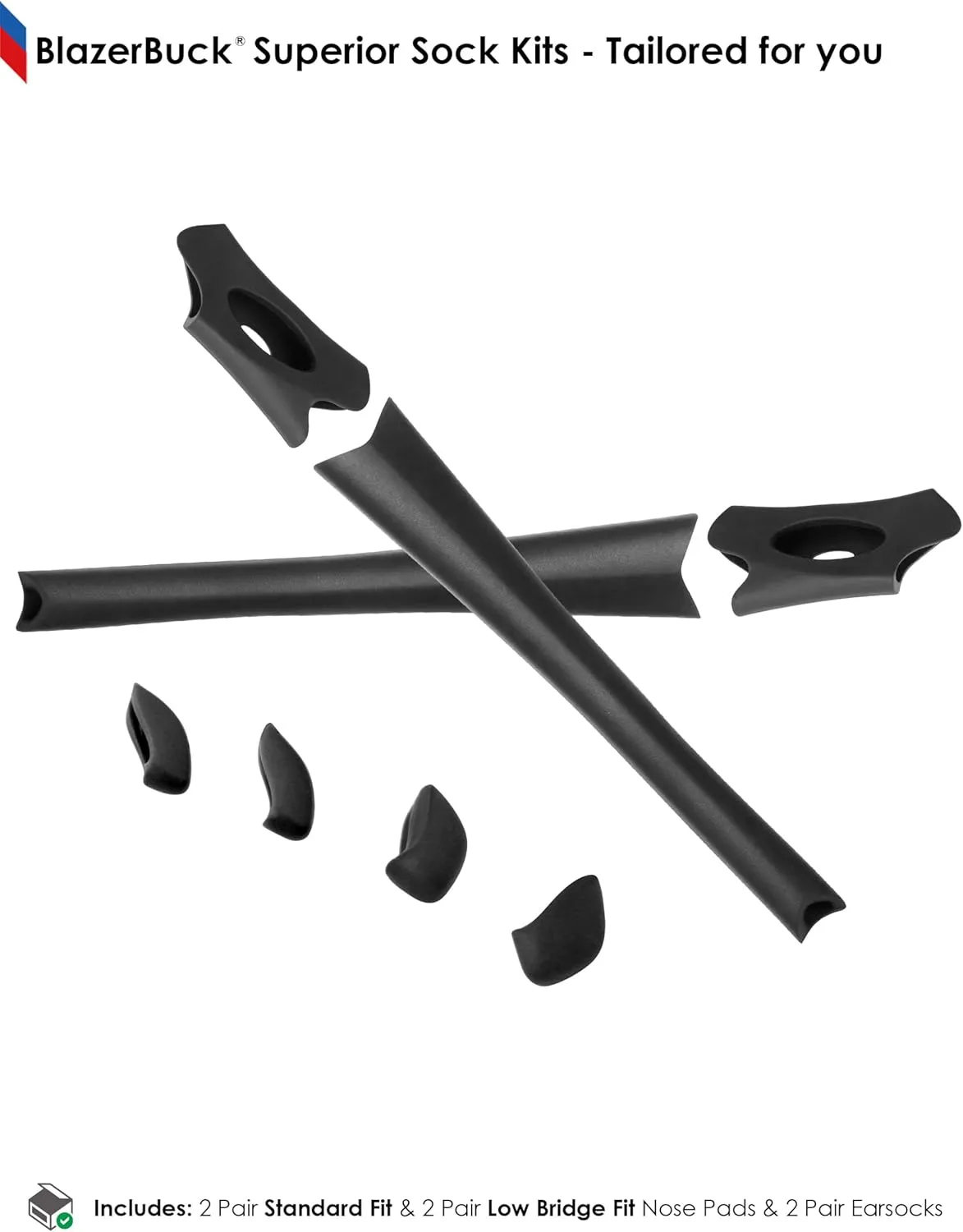 BLAZERBUCK Replacement Sock Kits Earsocks & Nosepieces for Oakley Flak Jacket XLJ Sunglass
