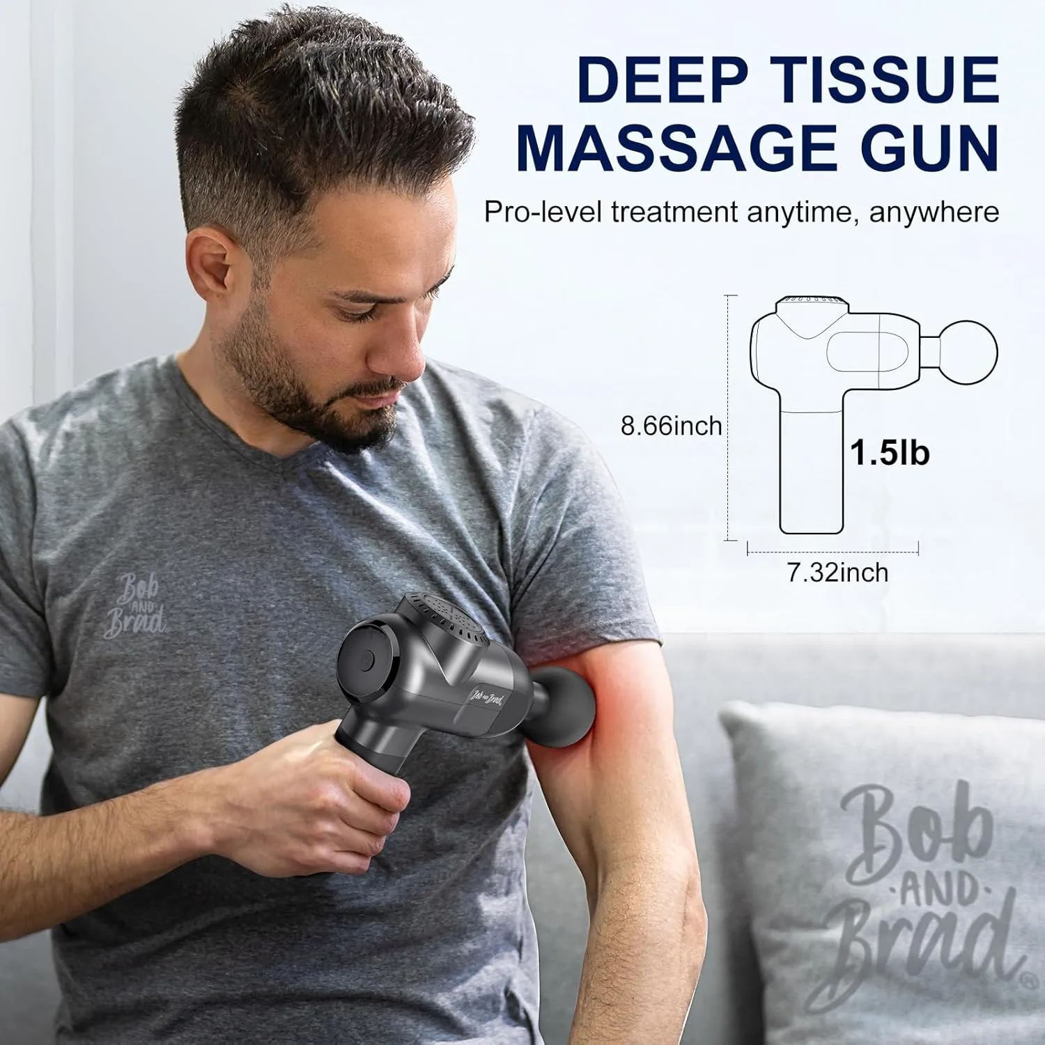 BOB AND BRAD C2 Massage Gun, Deep Tissue Percussion Massager Gun, Muscle Massager with 5 Speeds and 5 Heads, Electric Back Massagers for Professional Athletes Home Gym, FSA and HSA Eligible