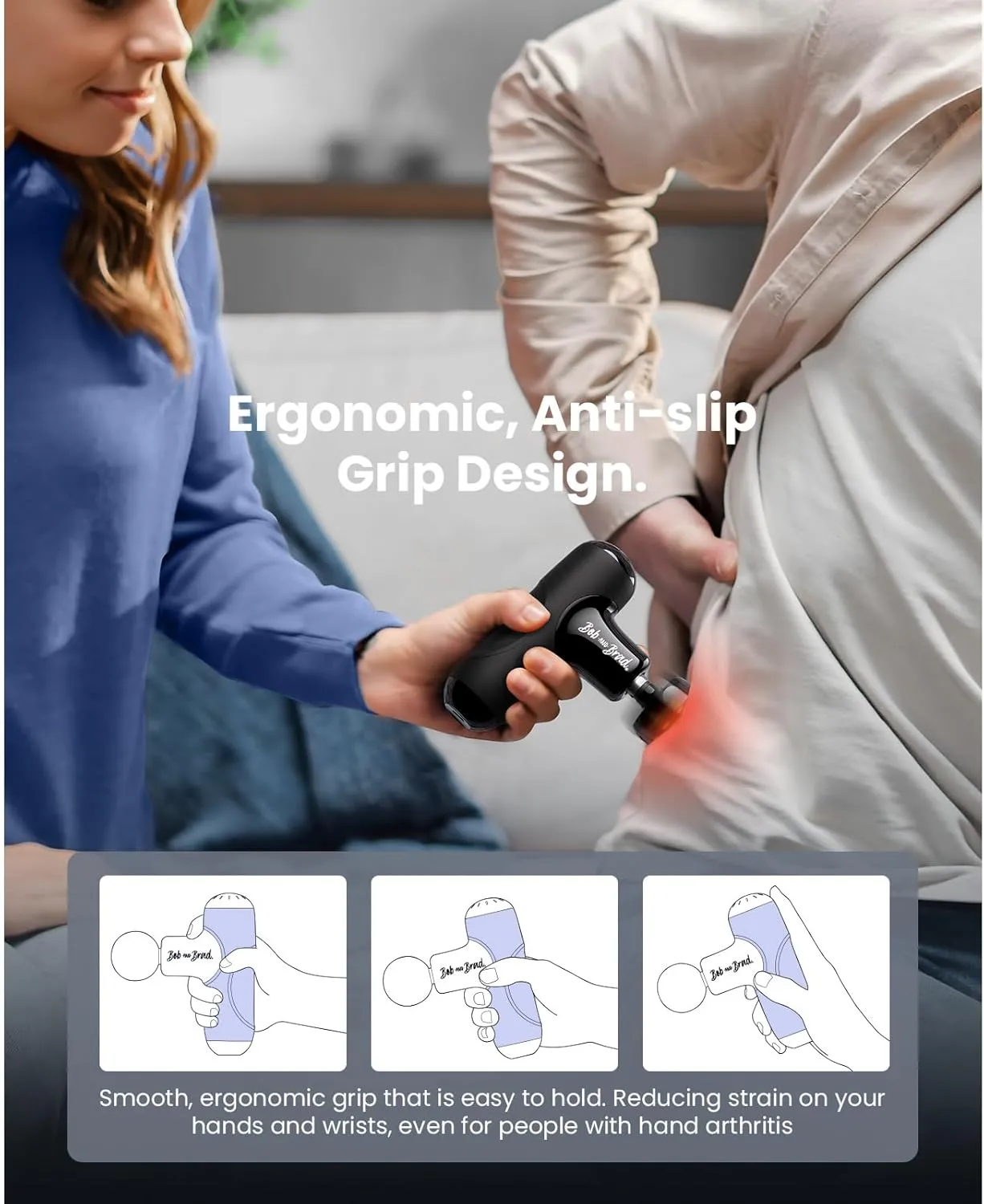 BOB AND BRAD Q2 Plus Mini Massage Gun with Heat, Pocket-Sized Heated Deep Tissue Massager Gun, Portable Percussion Muscle Massager Gun, Ultra Small & Quiet Muscle Massage Gun, FSA and HSA Eligible