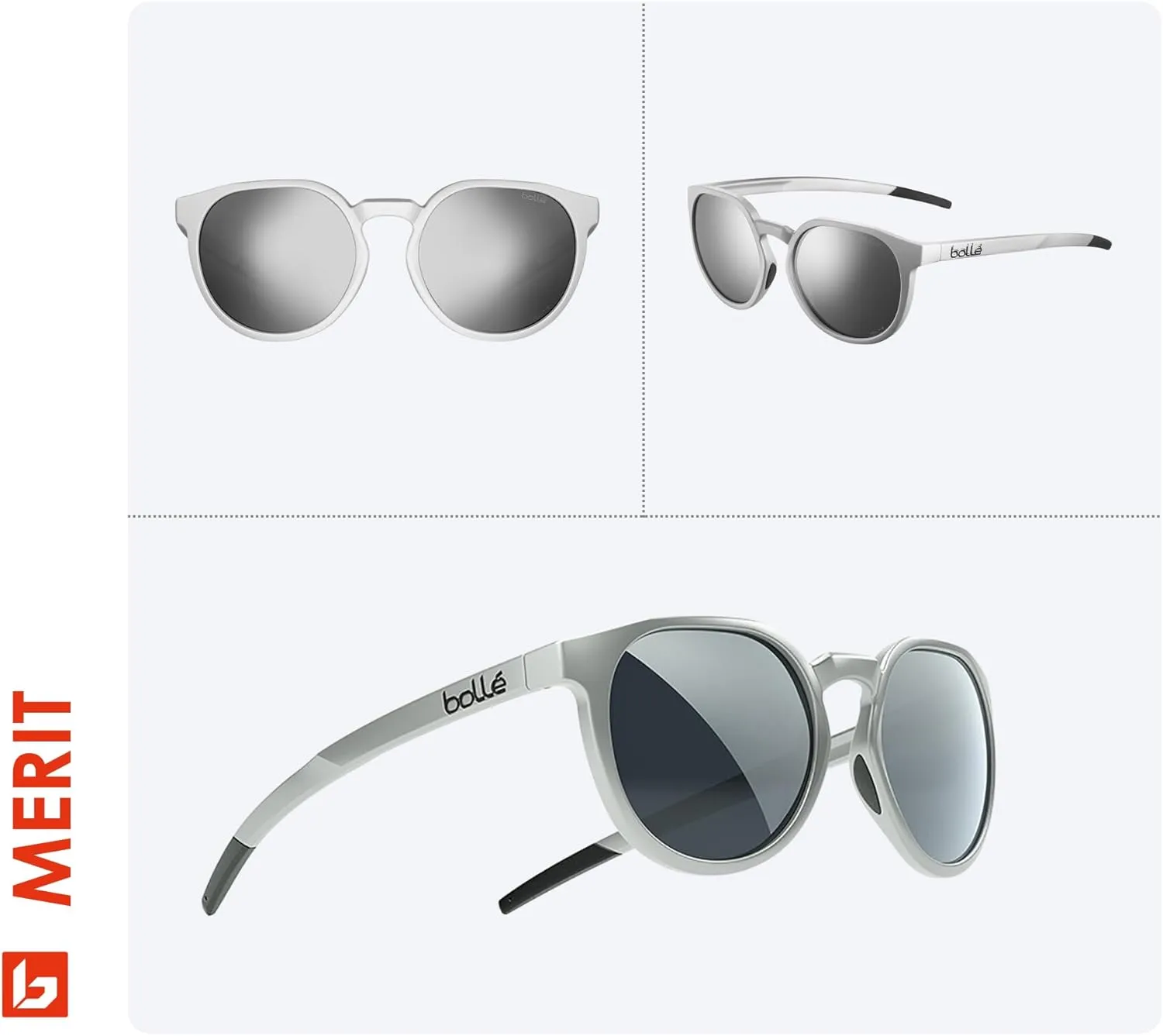 Bolle Merit Round Sunglasses for Men for Women   BUNDLE WIth Designer iWear Complimentary Eyewear Kit
