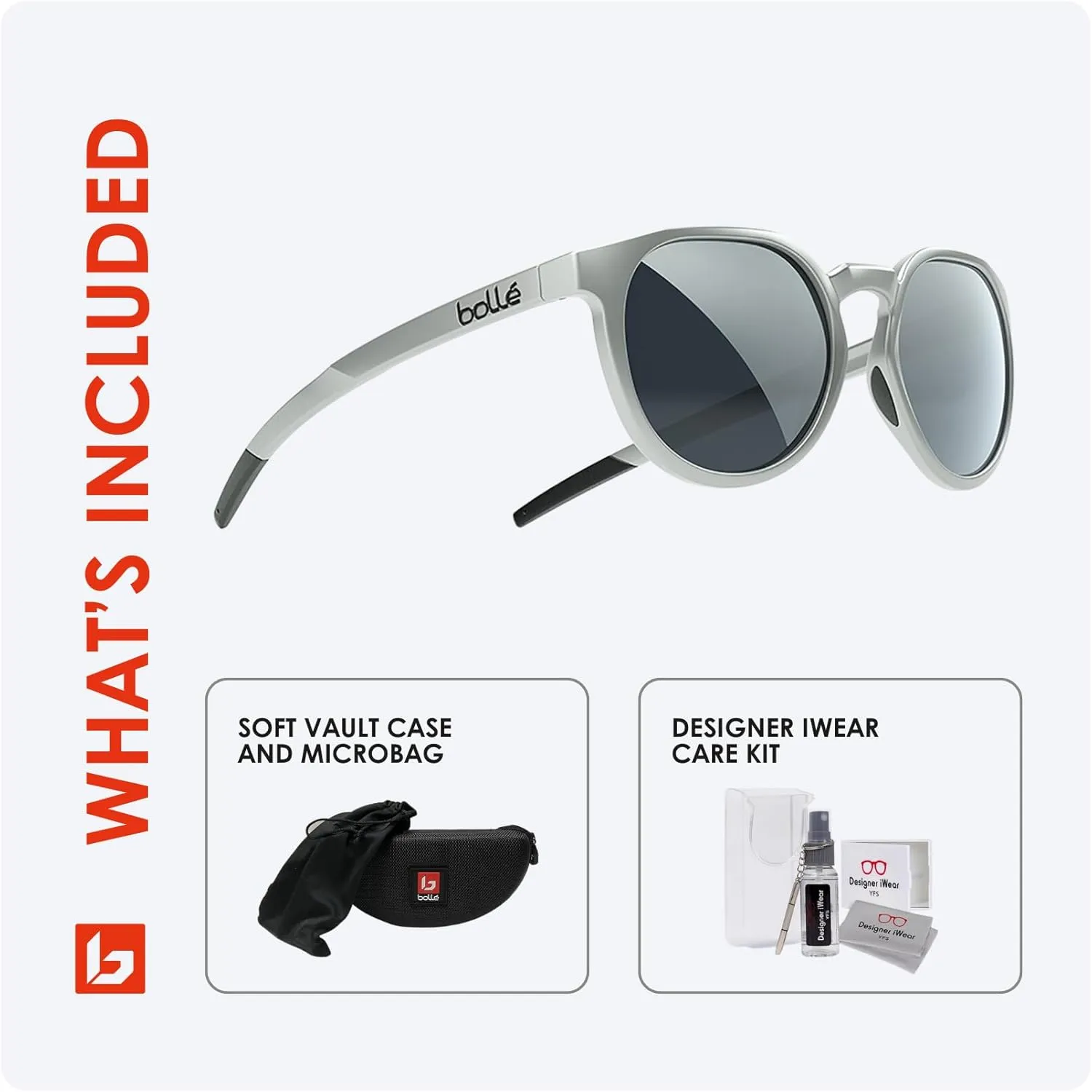Bolle Merit Round Sunglasses for Men for Women   BUNDLE WIth Designer iWear Complimentary Eyewear Kit