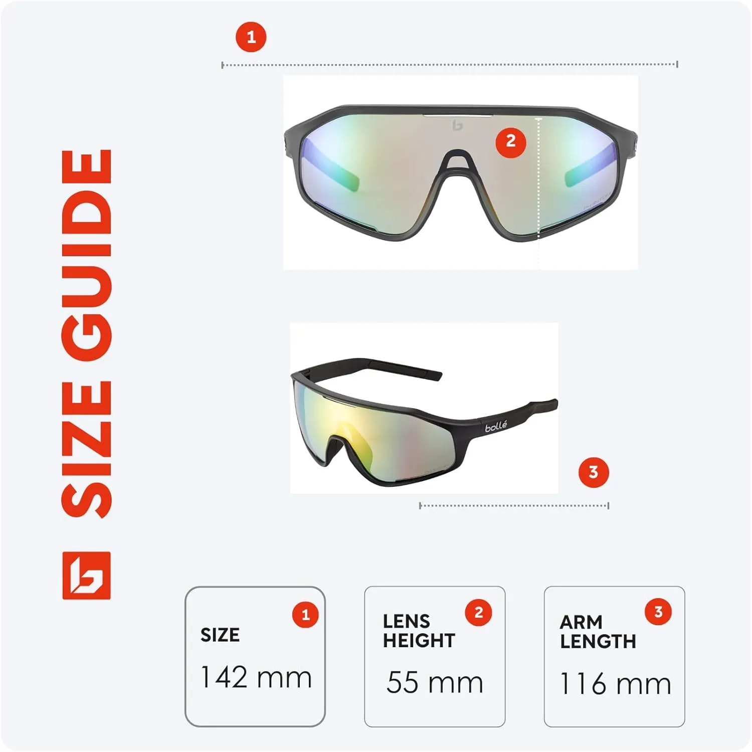 Bolle Shifter 55MM Shield Wrap Around Sunglasses for Men for Women   BUNDLE With Designer iWear Complimentary Eyewear Kit