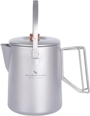 Boundless Voyage Titanium Camping Coffee Pot 1.5L Barista Kettle Coffee Maker Outdoor Traveling Campfire Stovetop Fast Brew Kettle, Capacity 50 Fl.Oz