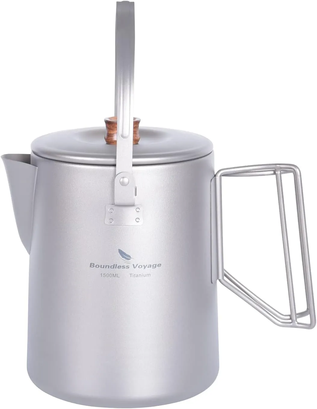 Boundless Voyage Titanium Camping Coffee Pot 1.5L Barista Kettle Coffee Maker Outdoor Traveling Campfire Stovetop Fast Brew Kettle, Capacity 50 Fl.Oz