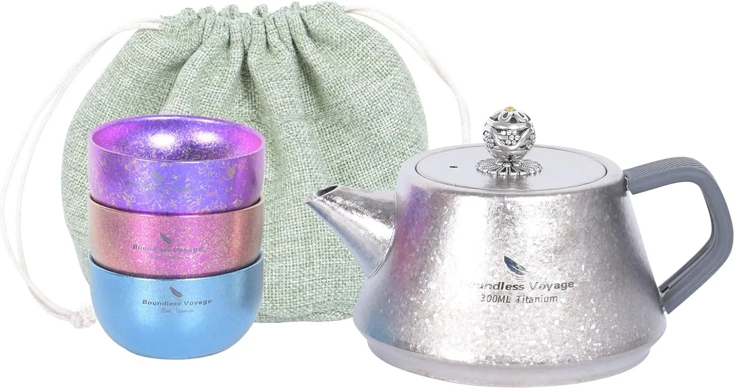 Boundless Voyage Titanium Tea Pot Coffee Kettle with Filter Lightweight Single Layer Kettle Jug Kettle for Stove Top